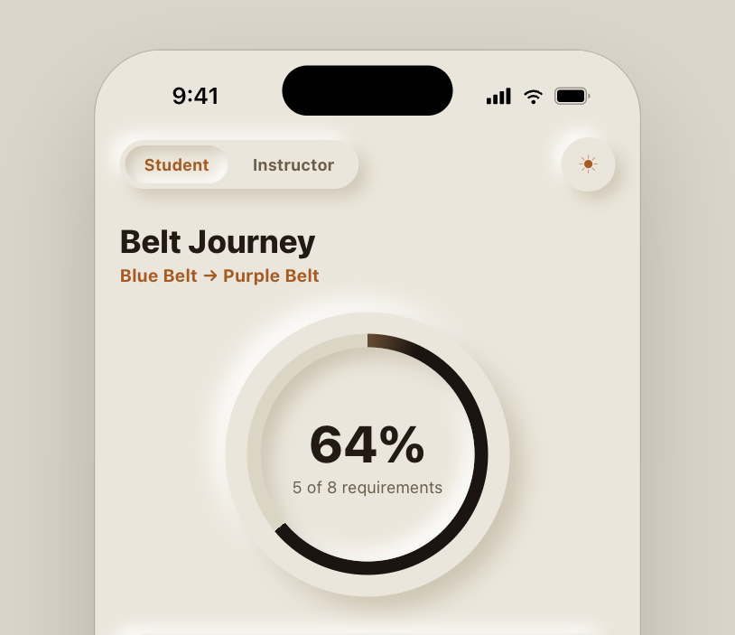 Anvil Dojo mobile app belt journey detail
